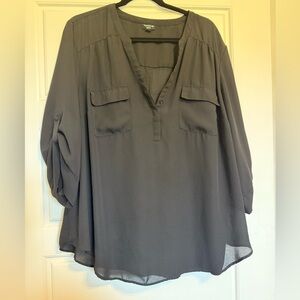 Torrid Black Blouse with V-Neck and 3/4 Sleeves
